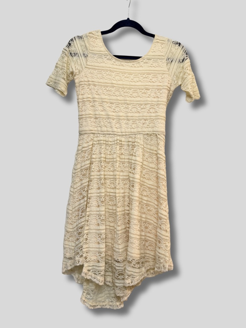 Rewind Cream Lace High-Low Scoop Back Lace Mini Dress